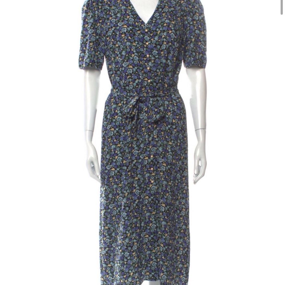 ROUJE - Floral Blue Midi Dress
